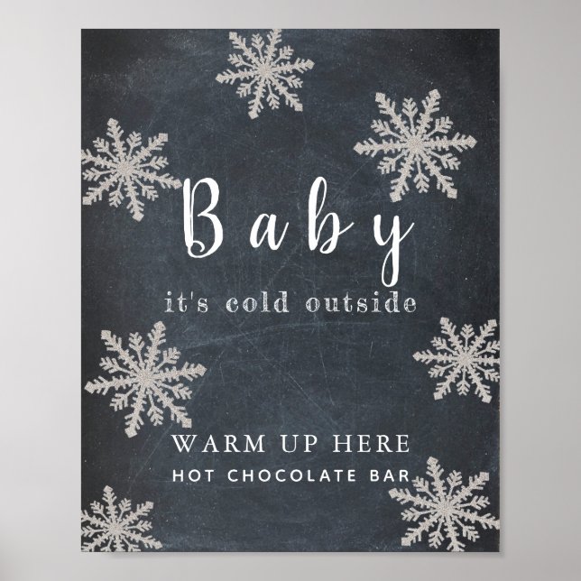Affiche Baby It's Cold Chalkboard Hot Chocolate Bar Sign (Devant)