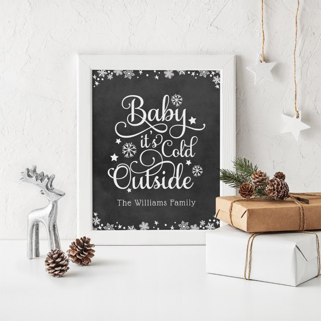 Affiche Baby Its Cold Outside Black Chalkboard Holiday (Créateur téléchargé)
