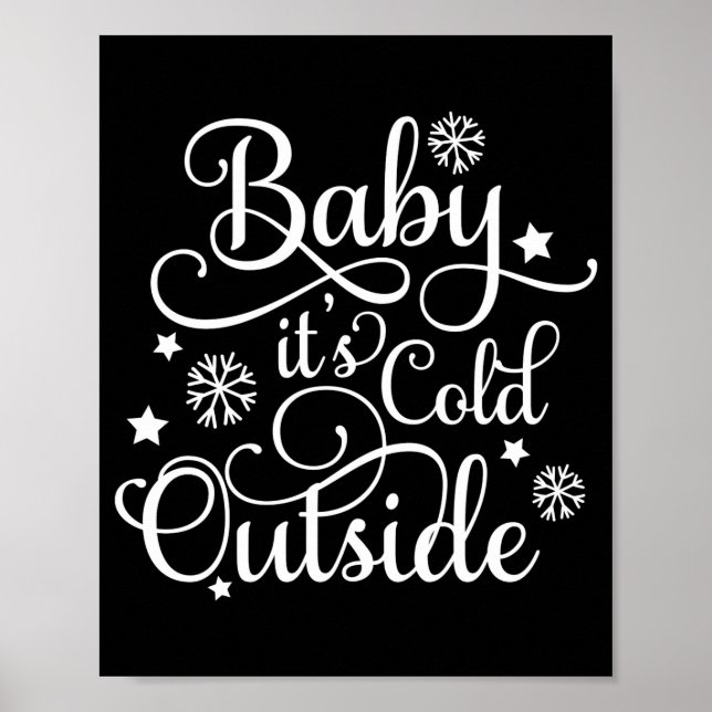 Affiche Baby Its Cold Outside Navy Blue Womens Holiday  (Devant)