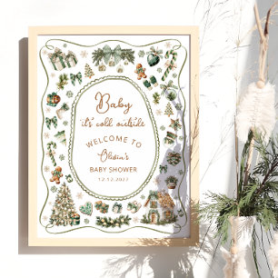 Affiche Baby It's Cold Outside Winter Baby shower Bienvenu