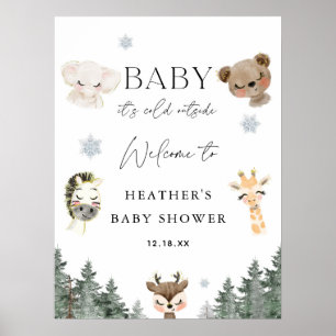 Affiche Baby It's Cold Outside Winter Baby shower Bienvenu