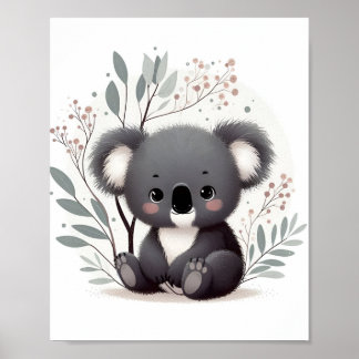 Affiche Baby Koala Arrière - plan blanc