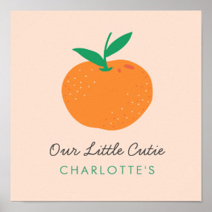 Affiche Baby Little sweetie mignonne Orange Nourrier Poste