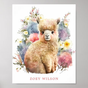Affiche Baby Llama Nursery Décor de l'enfant Mur Art Girl