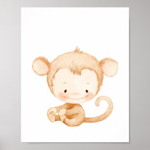 Affiche Baby Monkey Nursery Wall Art Print