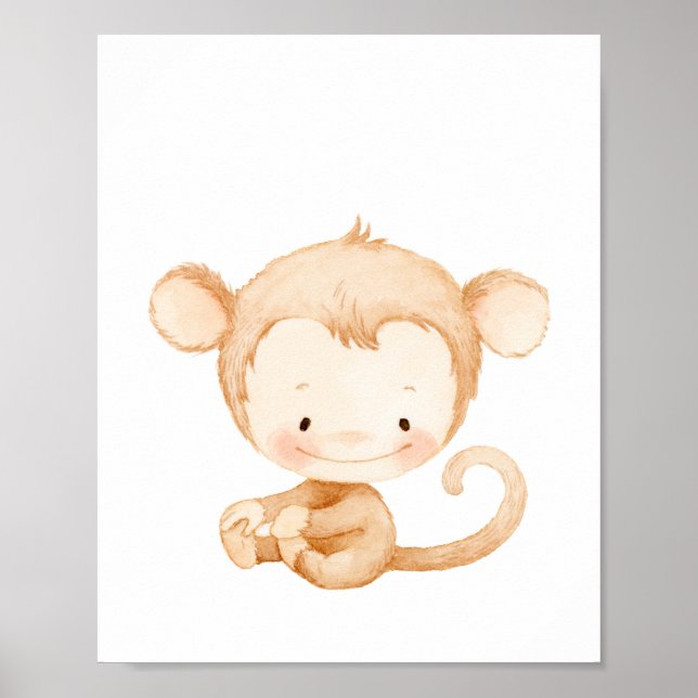 Affiche Baby Monkey Nursery Wall Art Print (Devant)