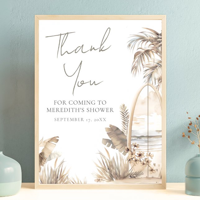 Affiche Baby On Board Beach Baby Shower Thank You (Baby On Board Beach Baby Shower Thank You Poster)