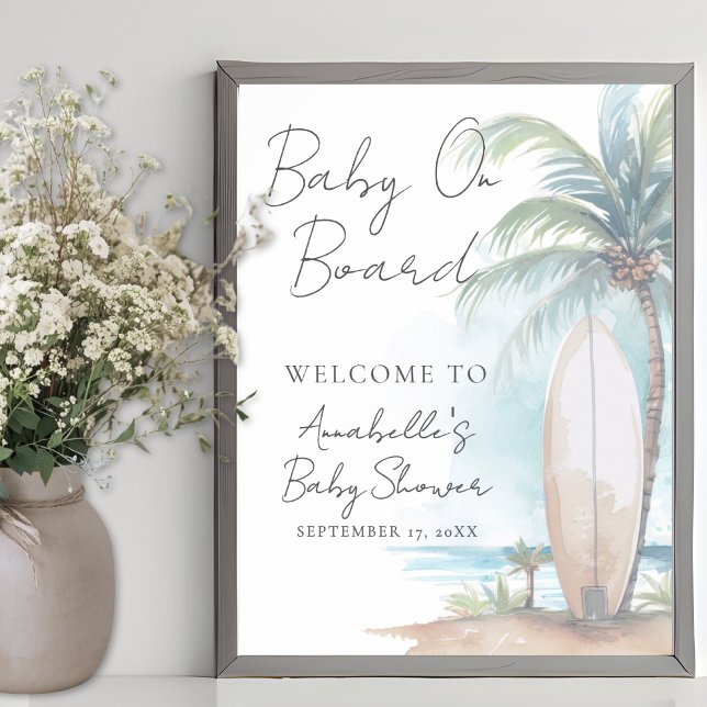 Affiche Baby On Board Beach Baby Shower Welcome Sign (Baby On Board Beach Baby Shower Welcome Sign)