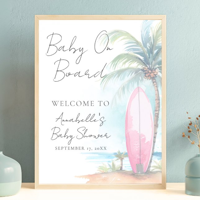 Affiche Baby On Board Beach Baby Shower Welcome Sign (Baby On Board Beach Baby Shower Welcome Sign)