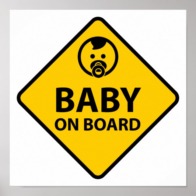 Affiche Baby on Board drôle design bébé (Devant)