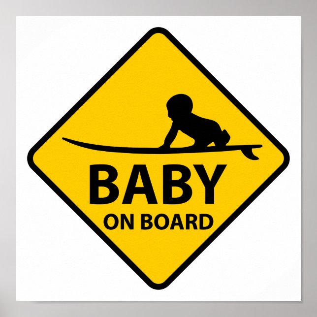 Affiche Baby on Board funny baby design with surf board (Devant)
