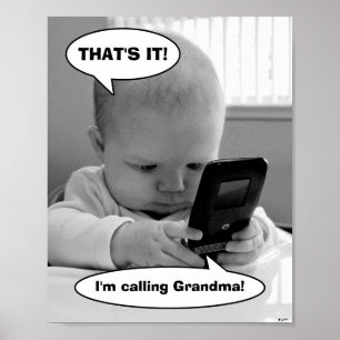 Affiche Baby on Cell Phone