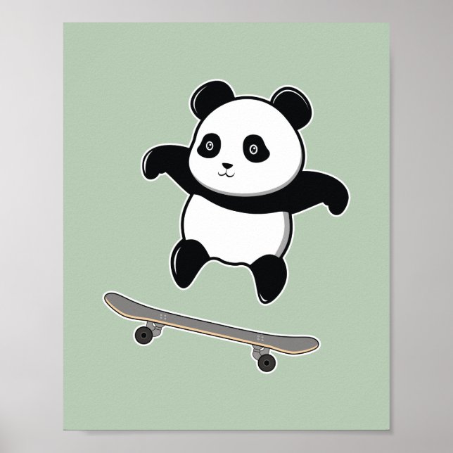 Affiche Baby Panda Skateboard (Devant)