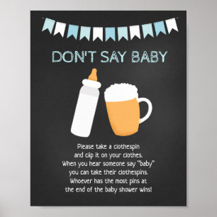 Affiche Baby Q Beer Boy Baby Shower Don't Say Baby Game