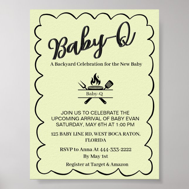 Affiche Baby-Q Fête de bébé dans la cour  BBQ Bébé  (Devant)