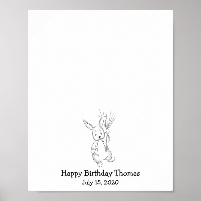 Affiche Baby Rabbit Fingerprint Guest Book (Devant)