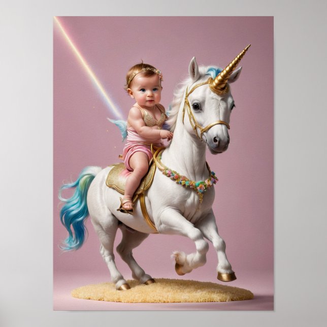 Affiche Baby Riding A Unicorn (Devant)