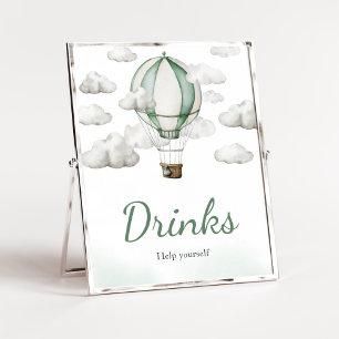 Affiche Baby shower à air chaud vert Boissons