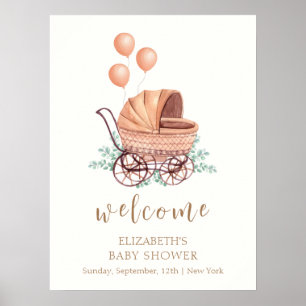 Affiche Baby shower à ballets à poules vertes Bienvenue