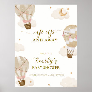 Affiche Baby shower à ballon à air chaud Neutral Boho Bien