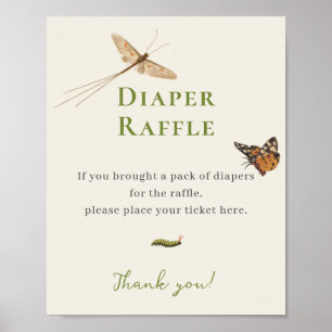 Affiche Baby shower à couches vintages d'insectes