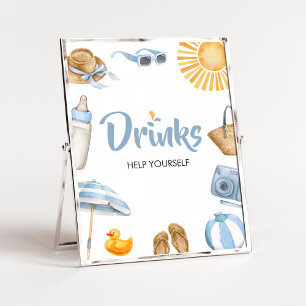 Affiche Baby shower à éclaboussures bleues Boissons