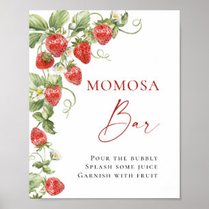Affiche Baby shower à fraises à la mode Meadow MOMOSA Bar