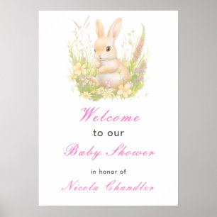 Affiche Baby shower à lapin de printemps