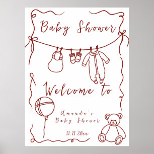 Affiche Baby shower à main - baby shower de bienvenue