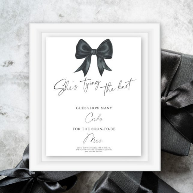 Affiche Baby shower à ruban noir Combien de bouchons  (Créateur téléchargé)