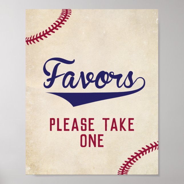 Affiche Baby shower À Thème De Baseball Faveurs Prendre Un (Devant)