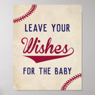 Affiche Baby shower à thème de baseball Voeux pour bébé