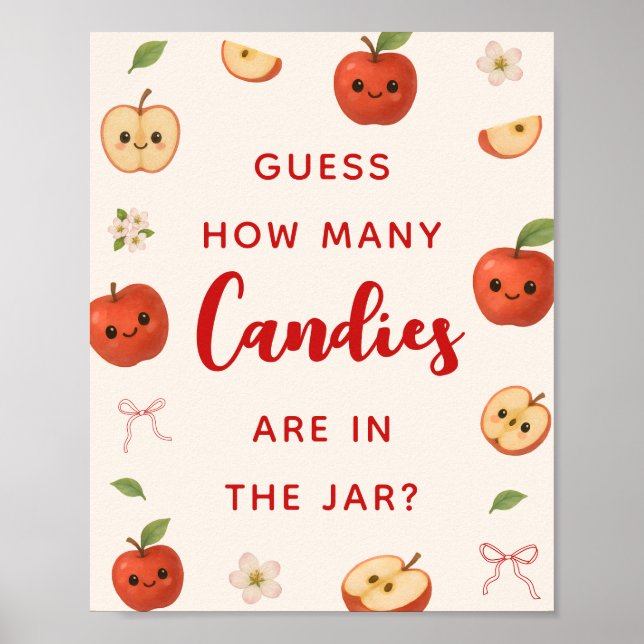 Affiche Baby shower À Thème Pomme Devinez Combien De Candi (Devant)
