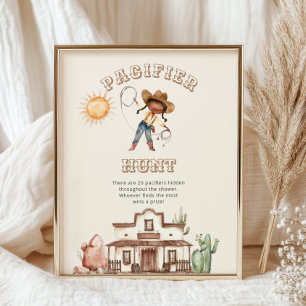 Affiche Baby shower Afro Cowgirl Ranch chasse pacifique