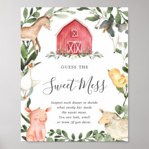 Affiche Baby shower Agricole Devinez Le Signe Doux Mess
