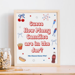 Affiche Baby Shower American Girl Devinez combien de bonbo