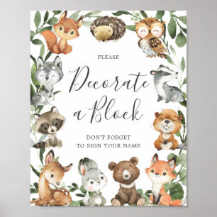 Affiche Baby shower Animaux de bois Décorez Un Panneau Blo