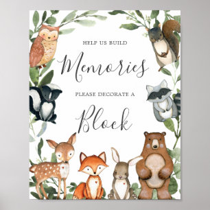 Affiche Baby shower Animaux de bois Décorez Un Panneau Blo
