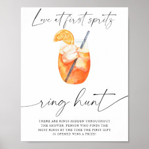 Affiche Baby shower Aperol - jeu de chasse à l'anneau