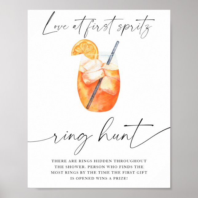 Affiche Baby shower Aperol - jeu de chasse à l'anneau (Devant)