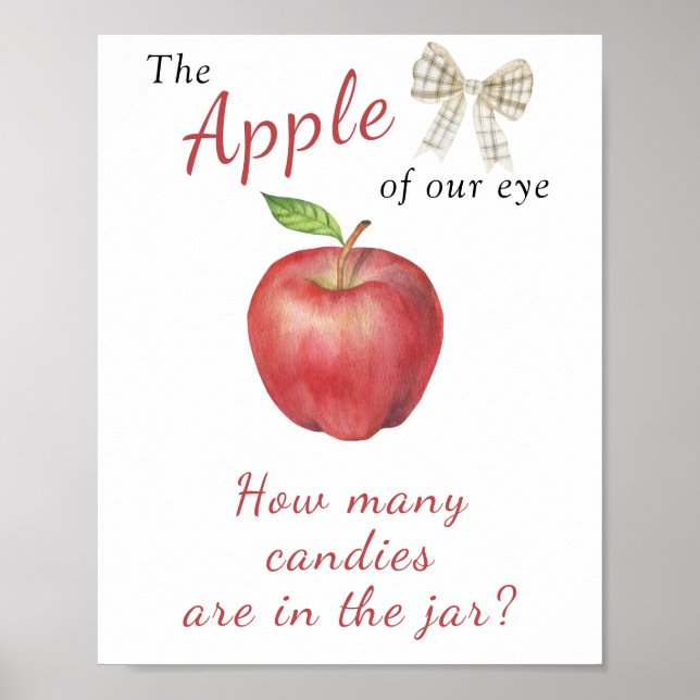 Affiche Baby shower Apple - devinez combien de bonbons dan (Devant)