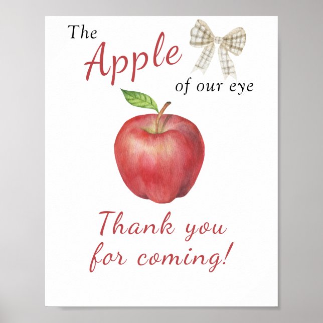 Affiche Baby shower Apple - Merci pour venir (Devant)