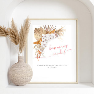 Affiche Baby Shower aquarelle Boho Chic Combien de bonbons