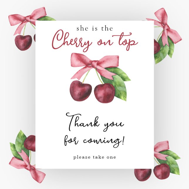 Affiche Baby shower aquarelle cerises - Merci  (Créateur téléchargé)