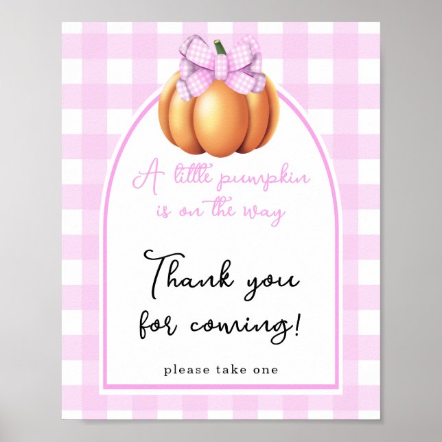 Affiche Baby shower arc de citrouille avec noeud papillon  (Devant)