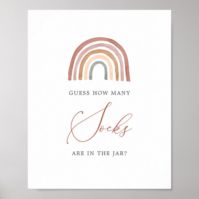 Affiche Baby shower arc-en-ciel Devine combien de chausset (Devant)