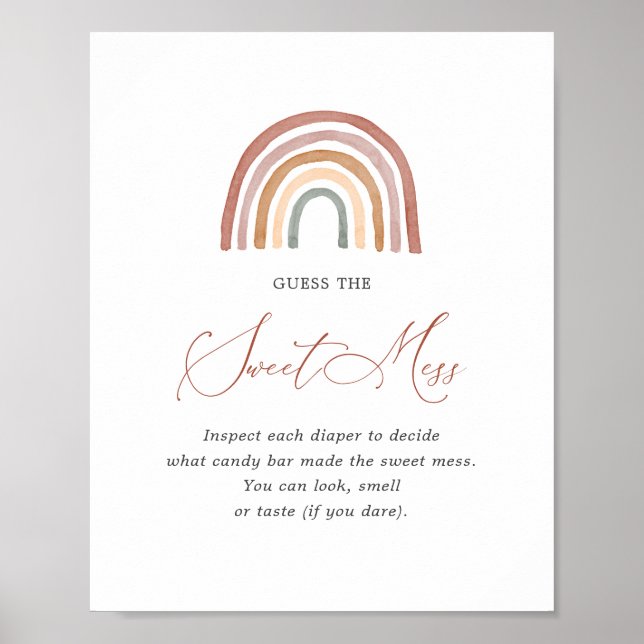 Affiche Baby shower Arc-En-Ciel Devine Le Signe Doux Mess (Devant)