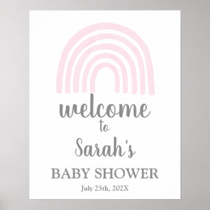 Affiche Baby shower arc-en-ciel rose Boy Symbole de bienve
