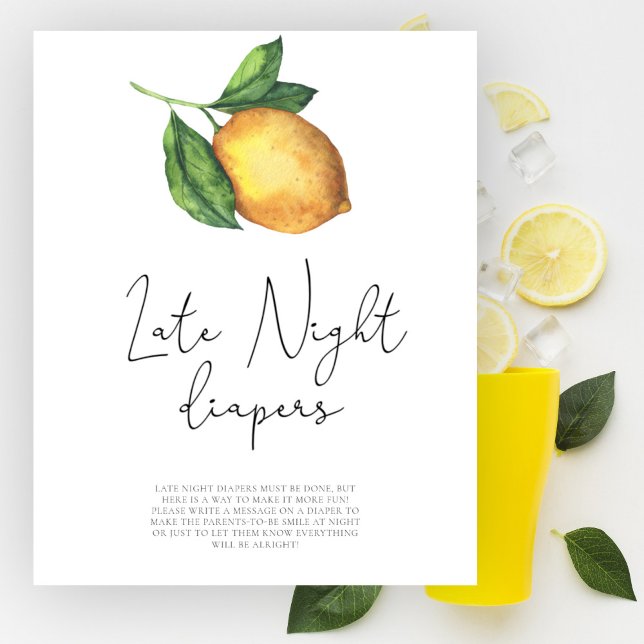 Affiche Baby shower au citron Jeu de couches de nuit tardi (Créateur téléchargé)