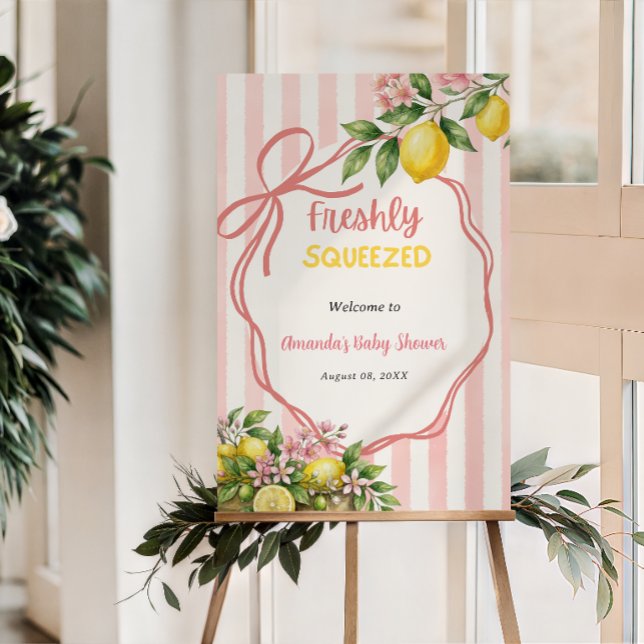 Affiche Baby Shower au Citron Pressé Rose (Créateur téléchargé)
